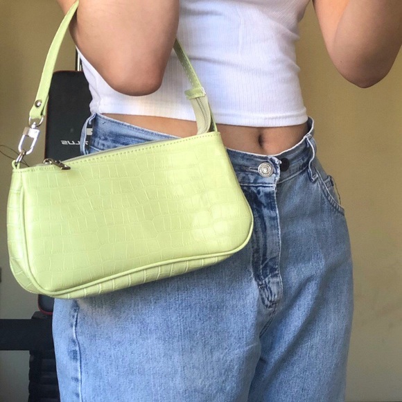 Green Croc Skin Baguette Bag - Picture 7 of 7